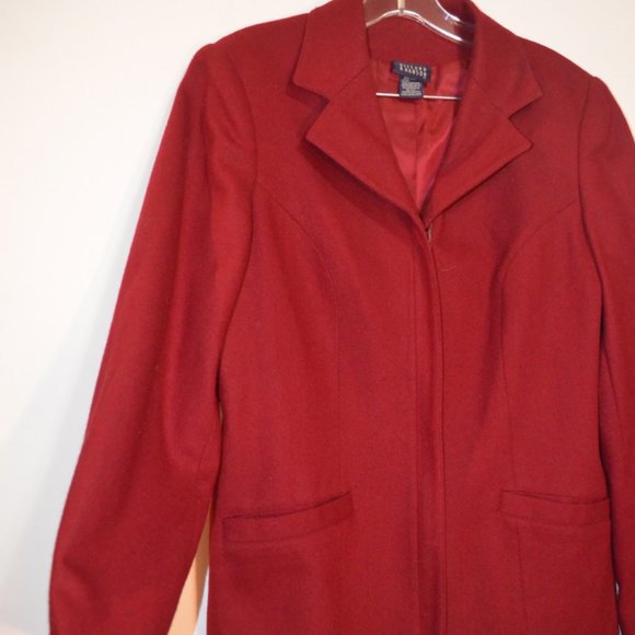 Hillard & Hanson TM 100% Wool Dark Red Lining Pockets Women's Jacket 8 - Picture 7 of 8